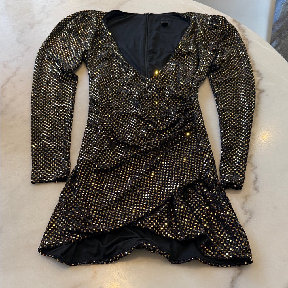 Elegant Black Dress with Gold Sequins. Like new